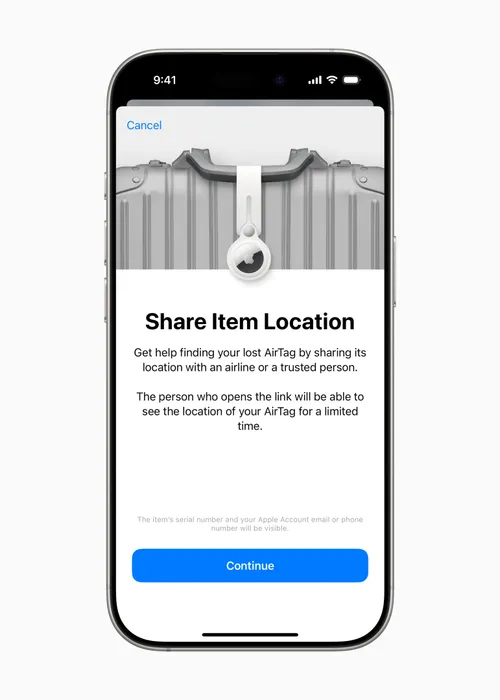 apple share item location find my airtag
