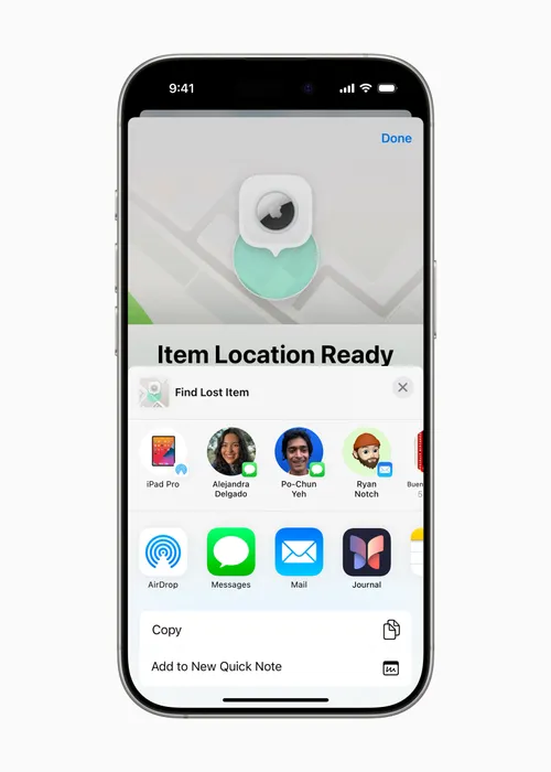 apple share item location find my share link