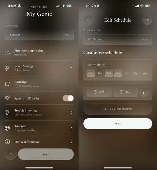 Slim schema: iedere ochtend voordat je op kantoor bent staat de Genie even een half uurtje aan.