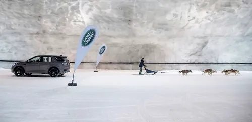 Land Rover Discovery Sport vs Laura K\u00e4\u00e4ri\u00e4inen en haar team van zes sledehonden