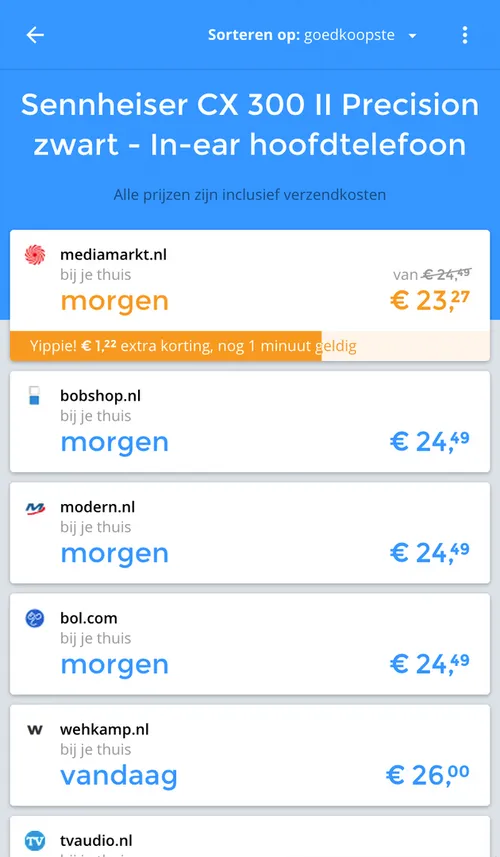 voorbeeld van de app