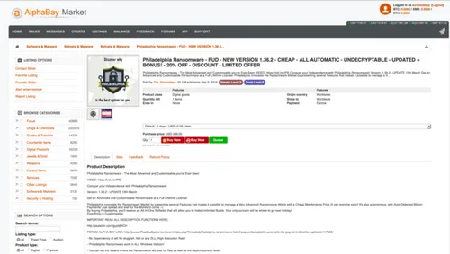 Bijlage 1 - AlphaBay Screenshot