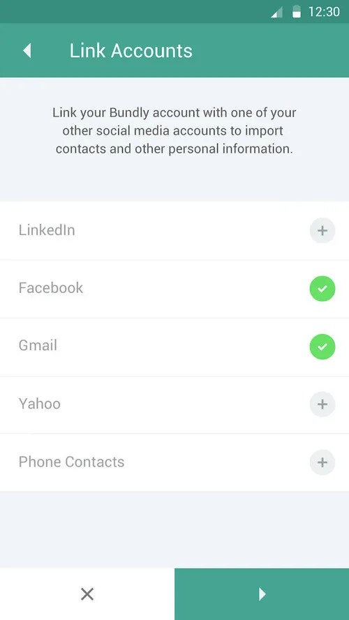 Met welke social media accounts wil je Bundly synchroniseren?