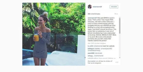 Schreenshot van een van haar Instagram-foto`s.