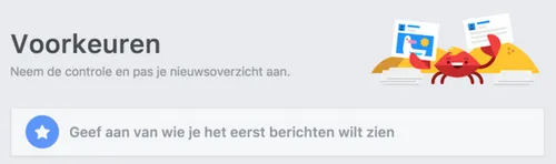 facebook - nieuwsoverzicht - voorkeuren