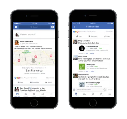 Facebook aanbevelingen