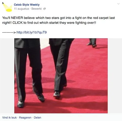 Een voorbeeld van click-bait in je newsfeed