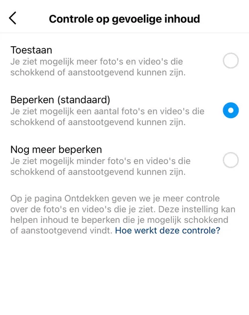 Gevoelige inhoud Instagram