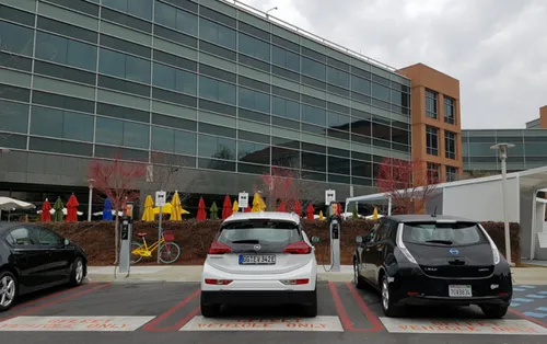 Een parkeren we natuurlijk op een Parking die bestemd is voor elektrische auto`s