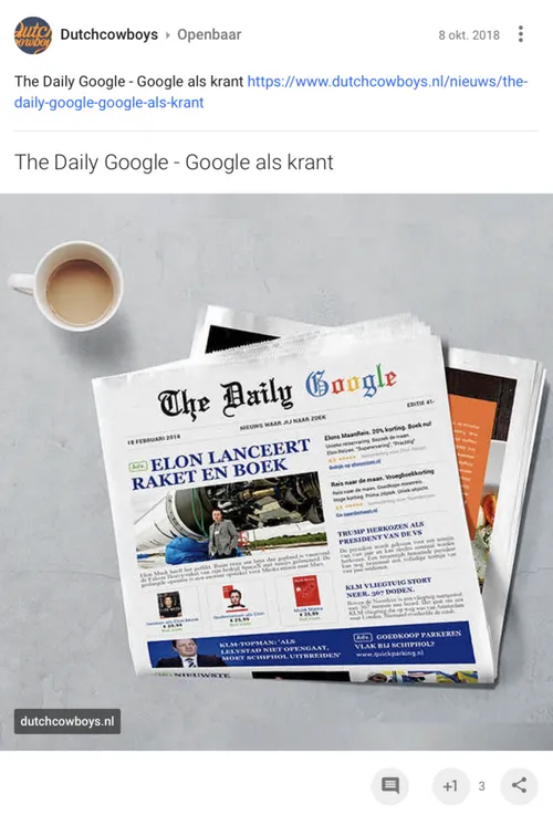 Voorbeeld van een Google+ posting