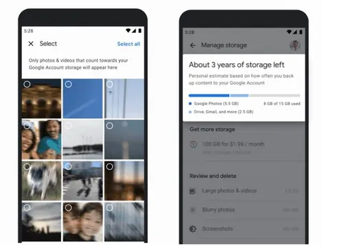 Automatisch onscherpe foto`s verwijderen en een voorspelling van de resterende opslagcapaciteit.