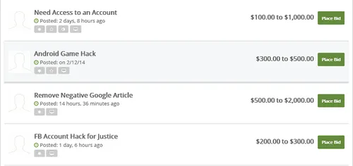 De opdrachten op de Hacker`s List.