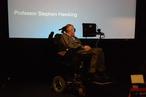 Stephen Hakwing tijdens de presentatie.