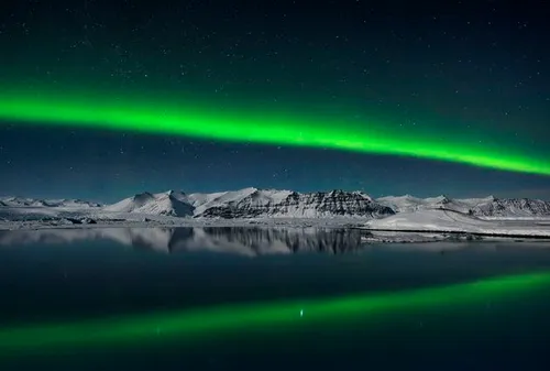 Noorderlicht in Jokulsarlon - IJsland. Fotocredit: Giles Rocholl.