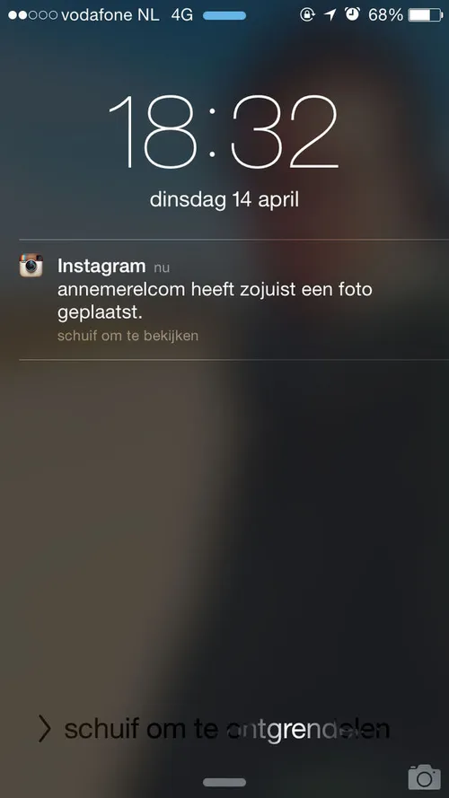 voorbeeld van de melding