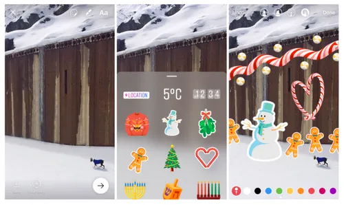 De kerststickers voor Instagram Stories