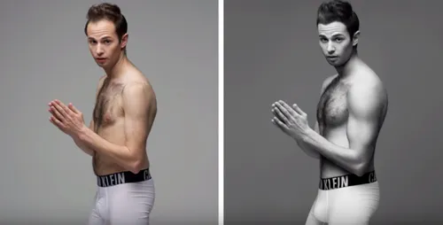 Geposeerd als Justin Bieber.