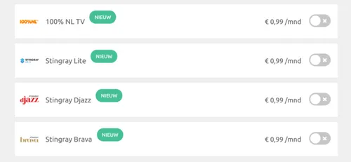 De nieuwe zenders die recent zijn toegevoegd.