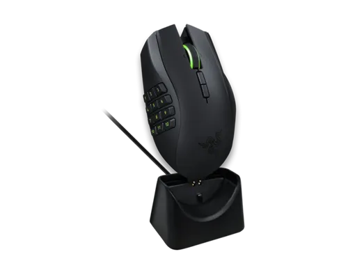 De muis is zowel bedraad als draadloos te gebruiken door het bijgeleverde docking-station.