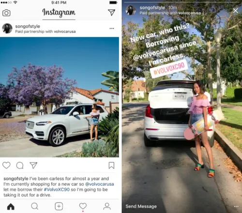 Je kunt bij de naam van de poster meteen zien dat het om betaalde content gaat. Foto: Instagram