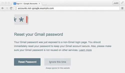 Dit is de pop-up die verschijnt bij een andere site.