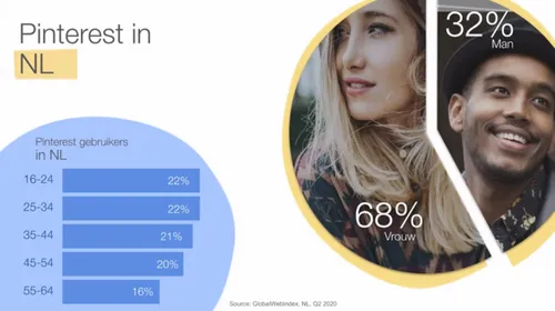 Pinterest gebruikers in Nederland - bron Pinterest