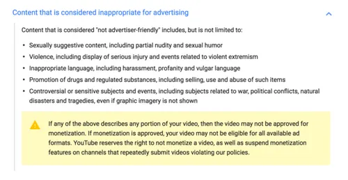 Het is nogal een waslijst aan dingen die ad-onvriendelijk geacht worden.