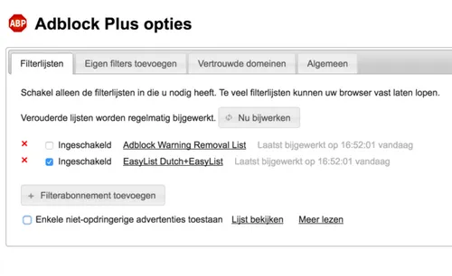 Het onderste vinkje: de redding voor wie echt helemaal geen advertenties wil zien.
