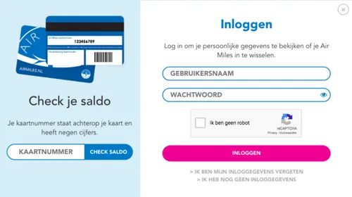 <i>Saldo checken Air Miles</i>