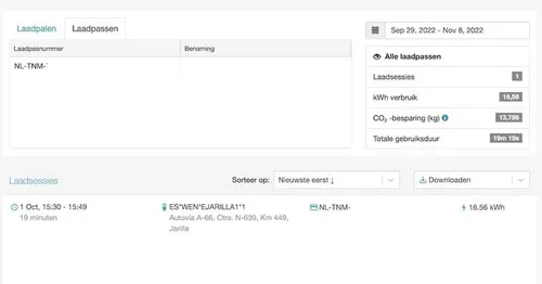 In mijn Shell Recharge account zijn de laadsessies van de afgelopen vijf weken nog niet bijgewerkt.