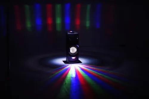 Met deze box kun je een goed feestje geven! Licht en muziek zijn inbegrepen.