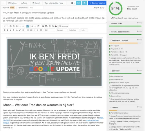 Seo-teksten schrijven met Webtexttool