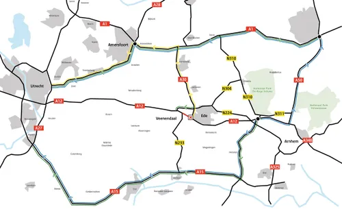 omleidingsroutes a12 maanderbroek veendendaal