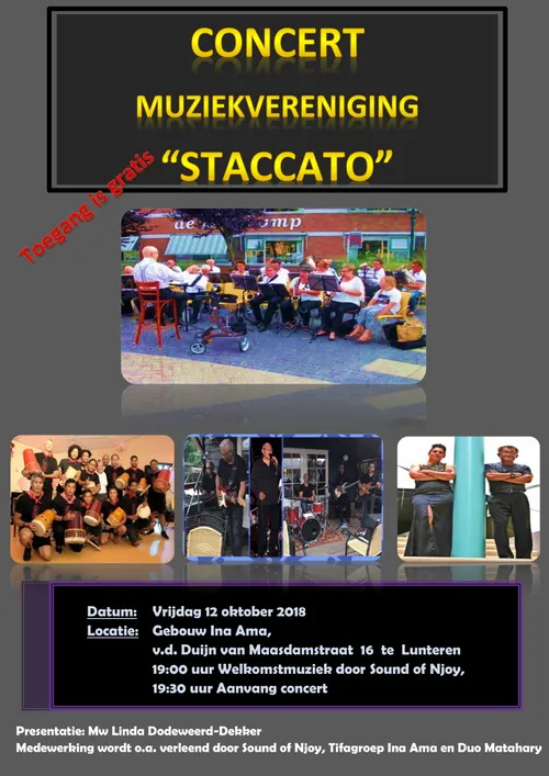 poster concert muziekvereniging staccato 12 oktober 2018
