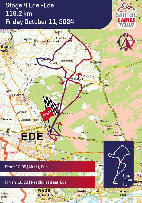 routekaart simac ladies tour ede ede