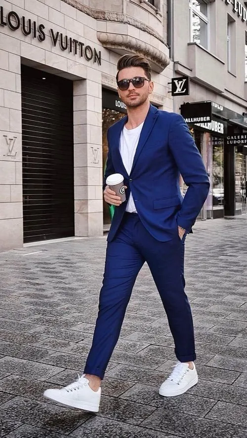 men 2 piece suit blue suit slim fit one button prom suit etsy