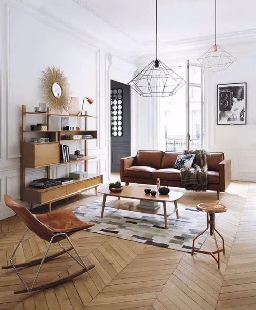 mid century industrial style suspension luminaire living room 1