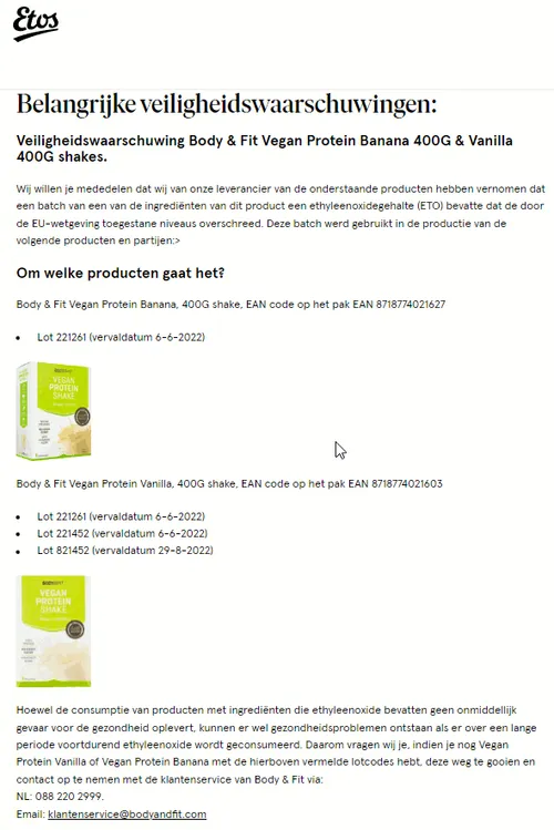 recall body fit proteine shakes