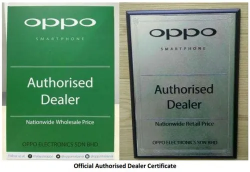150131 oppo genuine dealer certificate