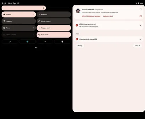 android 121 dual pane notifications