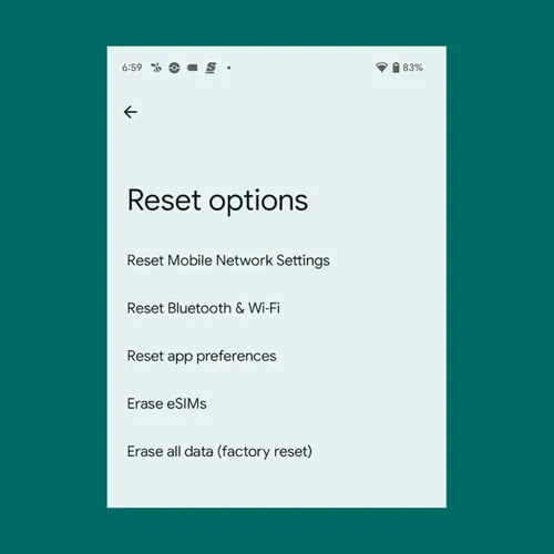 android 14 reset options