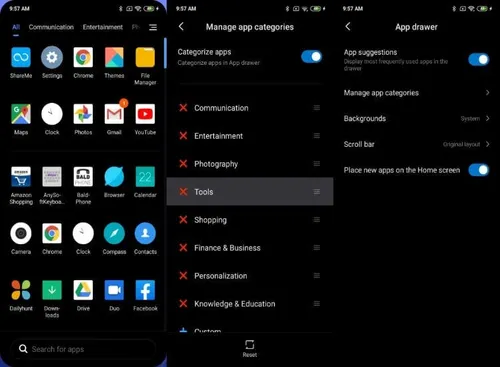 app drawer xioami redmi miui 11