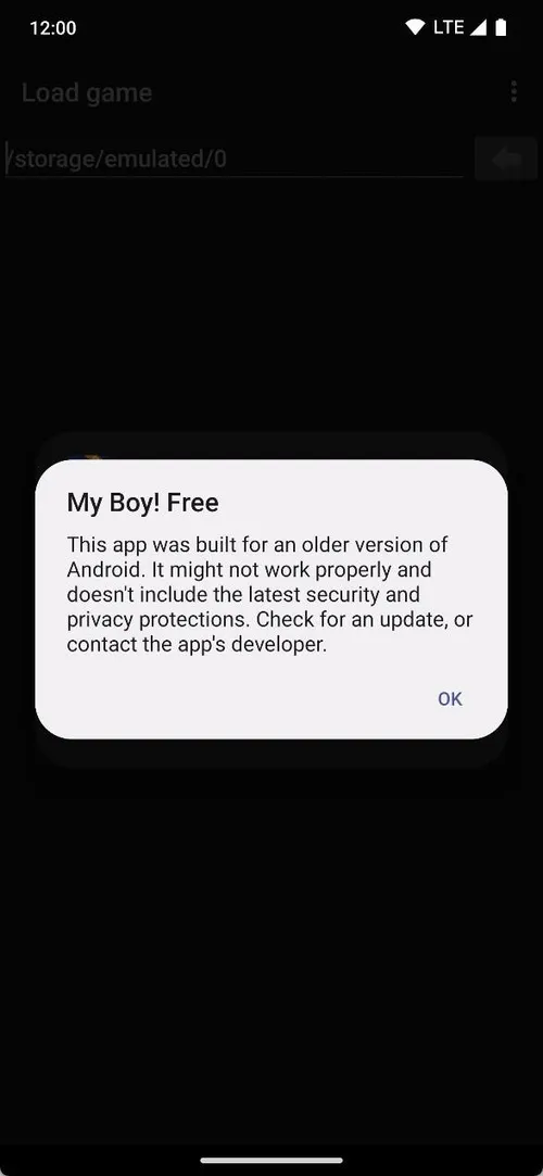 app warning