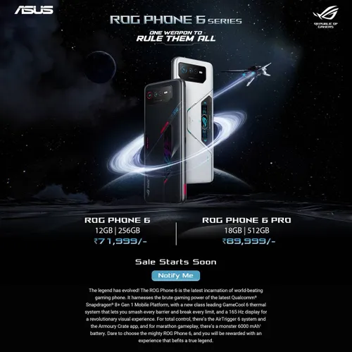 asus rog phone 6 series price in india