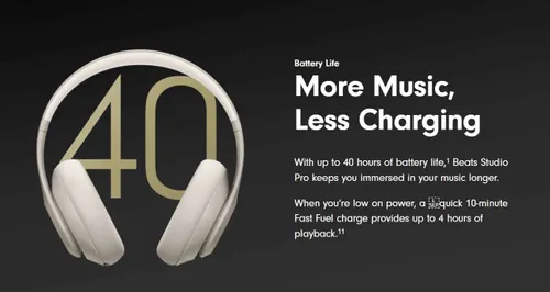 battery life of beats studio pro