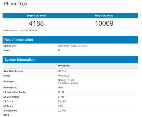 benchmark iphone x geekbench