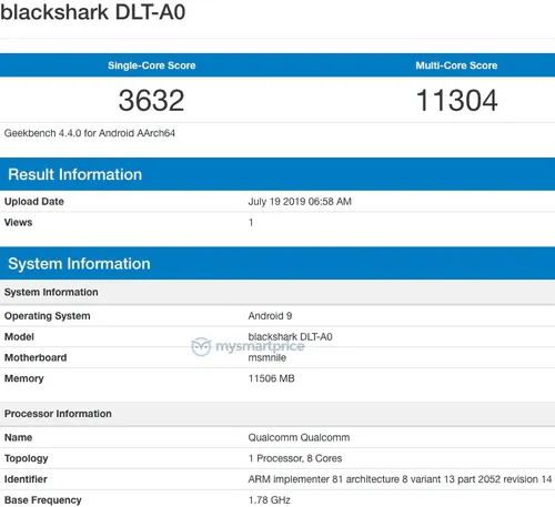 black shark 2 pro geekbench