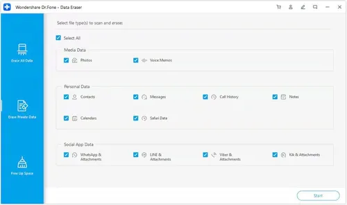 choose the data you want to delete