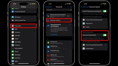 clean 2fa codes on ios 17