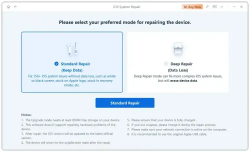 click standard repair